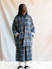 Padded Coat in Checked Blue Flannel