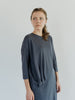 Draped Dress with Pleats in Blue. Sustainable dress. Made in Portugal.