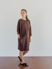 Draped Dress with Pleats in Bordeaux. Sustainable dress. Made in Portugal.